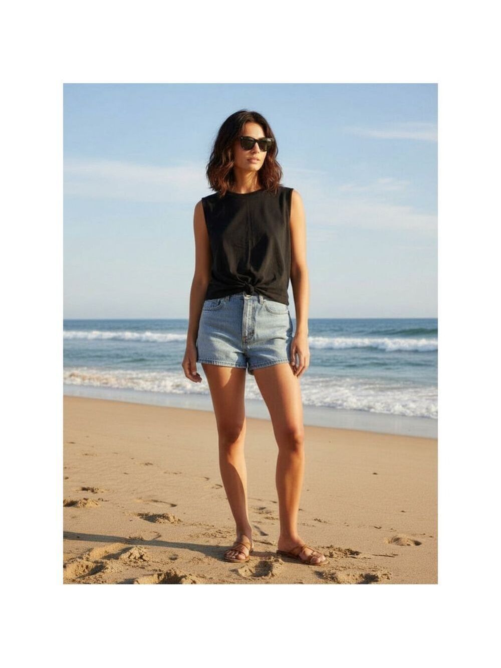 LOFT Front Knot Sleeveless Top Size L Black